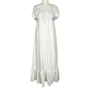 Vintage Trivia Charm Of Hollywood Womens White Eyelet Maxi Dress Wedding size 6